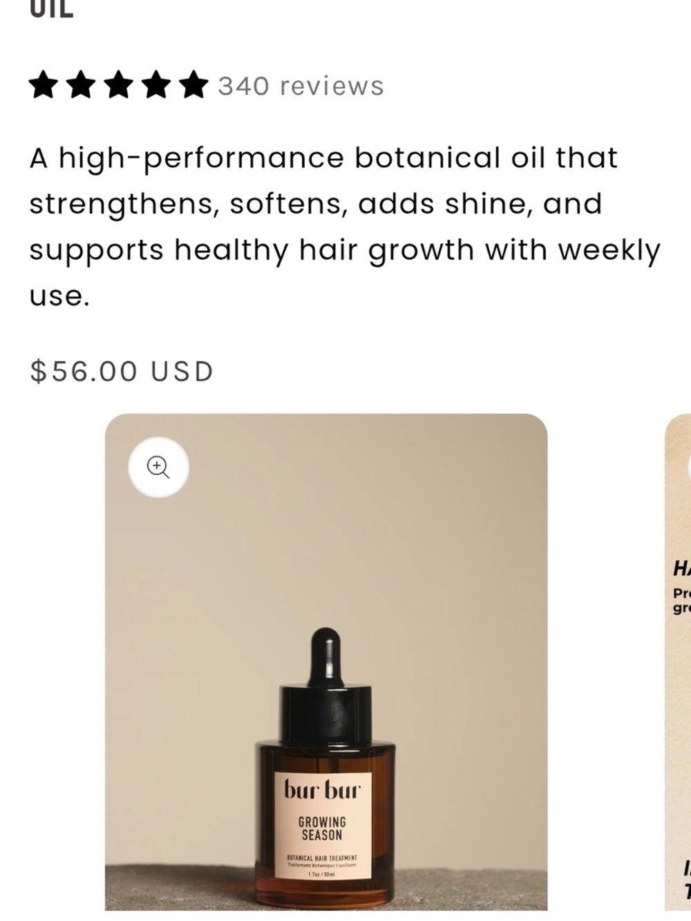 Growing Season Botanical Hair Oil - Brown